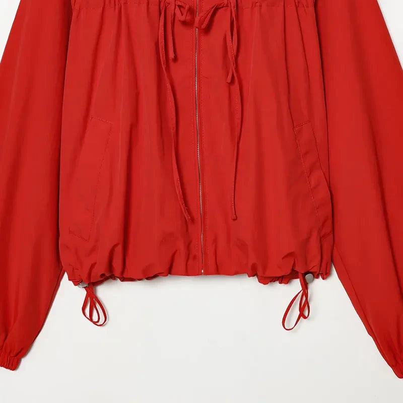 Casual Hooded Red Jacket