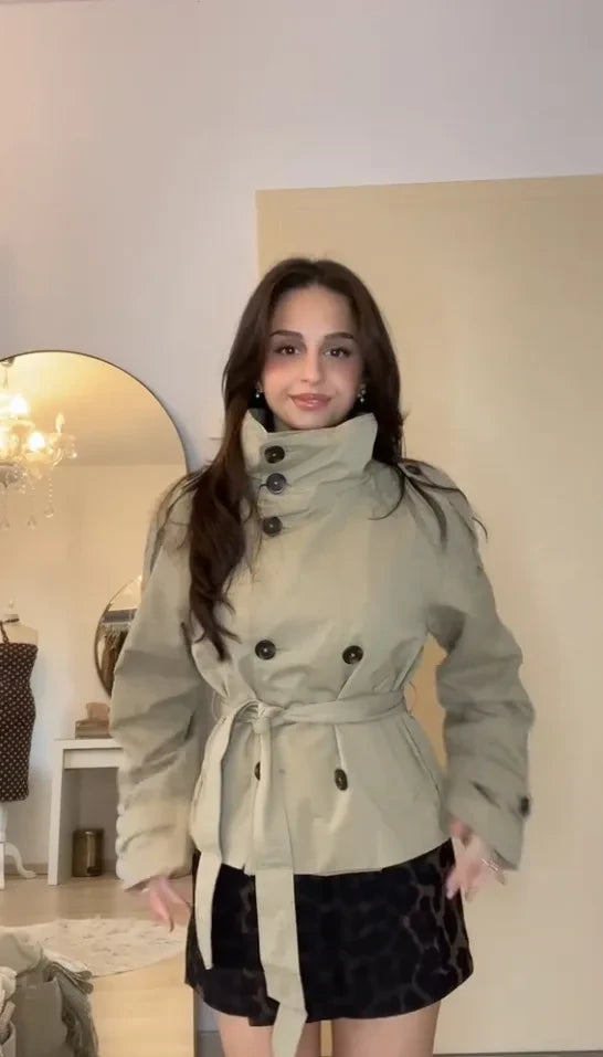 Belted Cropped Trench Jacket