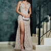 Sequined V-Neck Mermaid Evening Dress