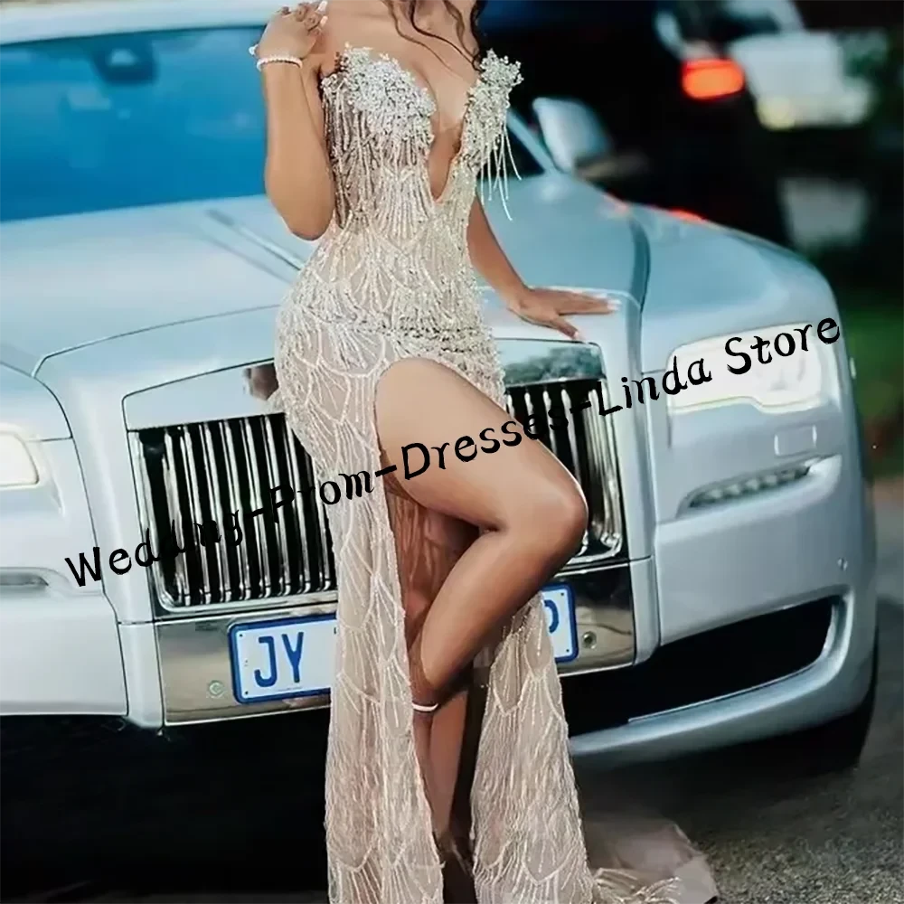 Sequined V-Neck Mermaid Evening Dress