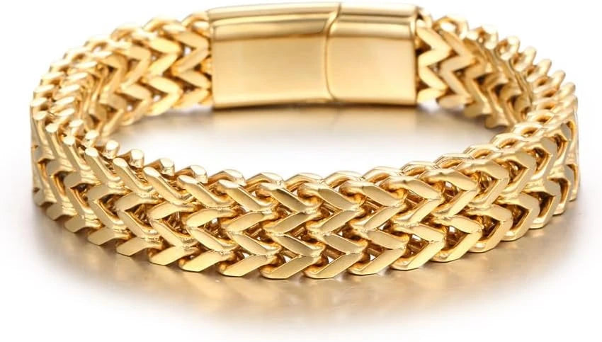 18K Gold Wide Mesh Cuban Bracelet