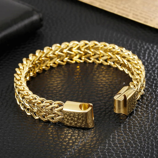18K Gold Wide Mesh Cuban Bracelet