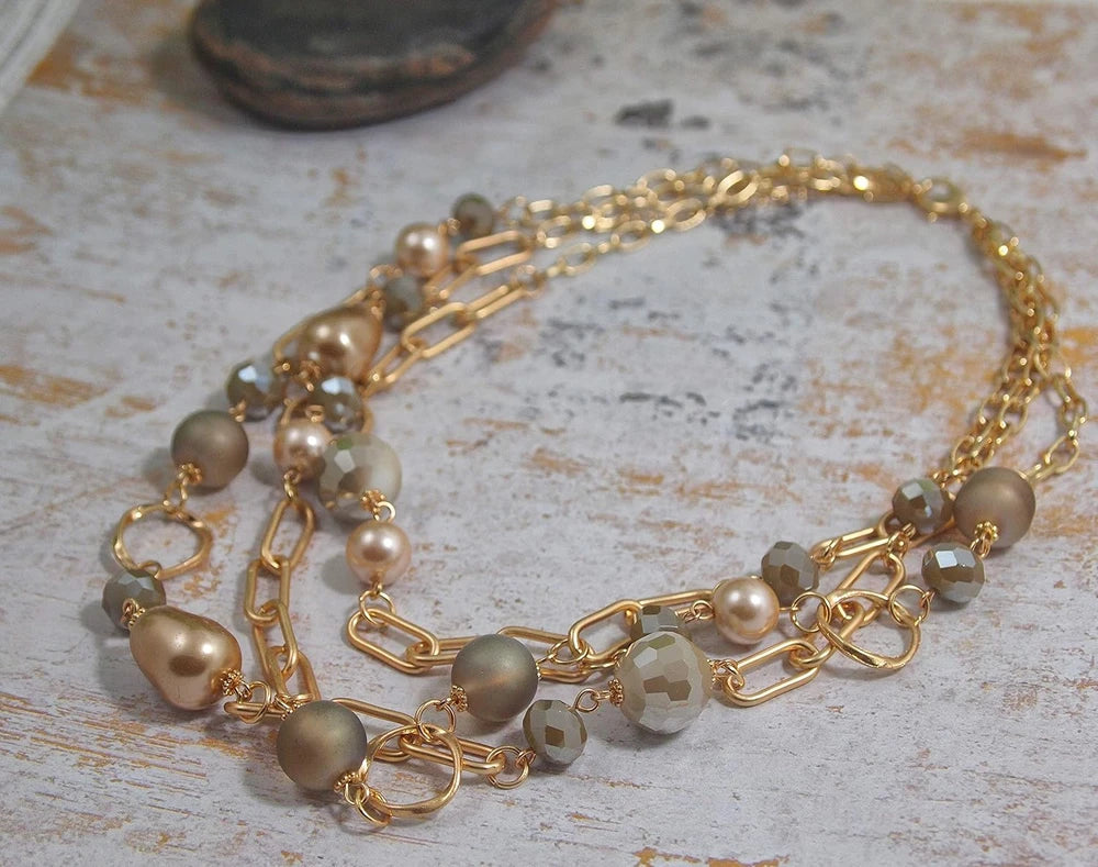 Layered Mother of Pearl Statement Necklace