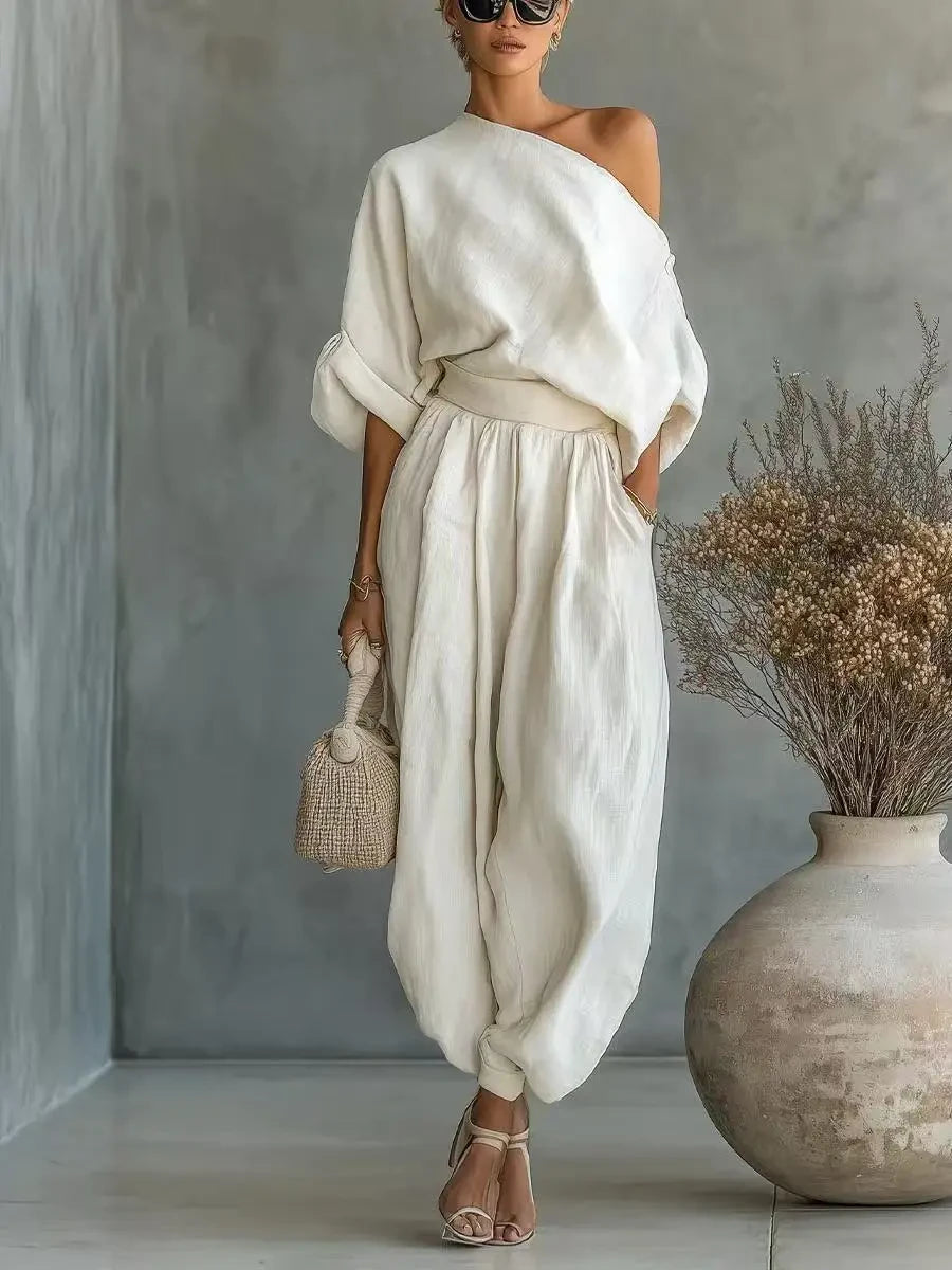 Casual Linen Two Piece Beach Set