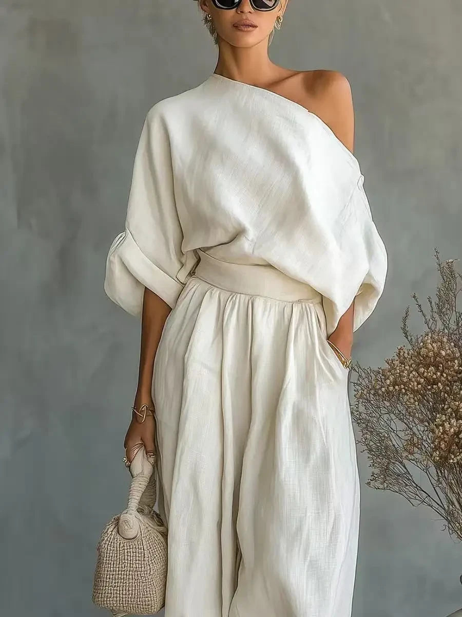 Casual Linen Two Piece Beach Set