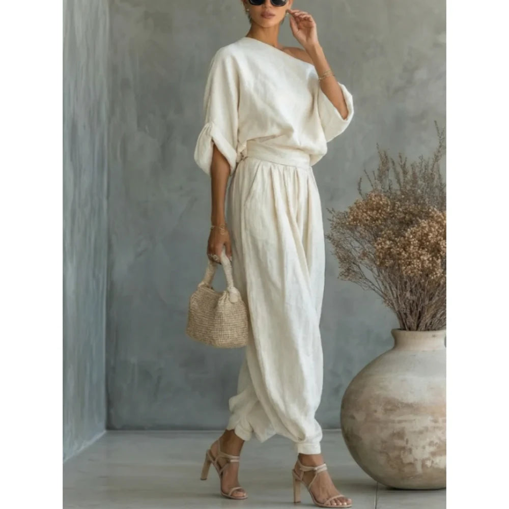 Casual Linen Two Piece Beach Set