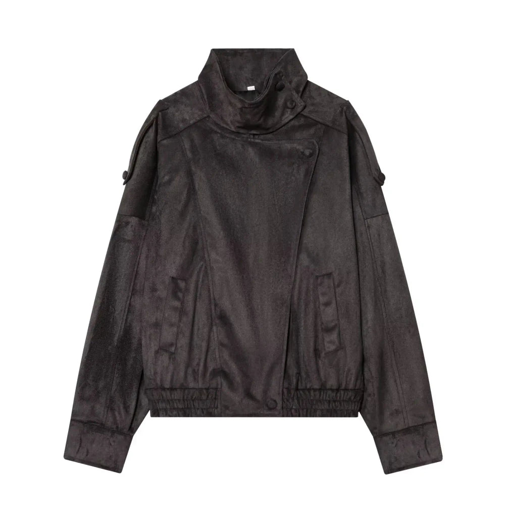 Black Faux Leather Motorcycle Jacket