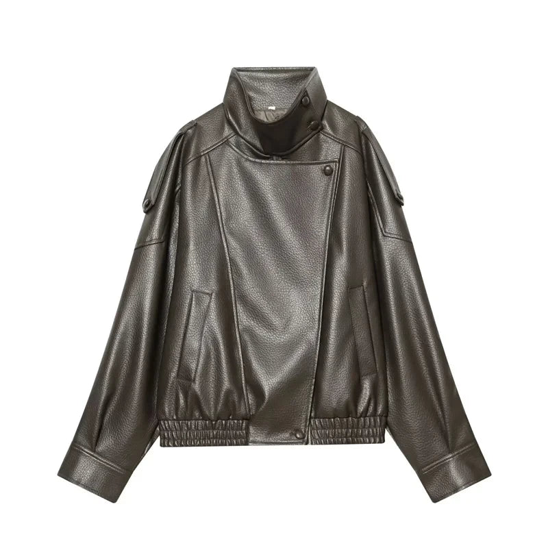 Black Faux Leather Motorcycle Jacket