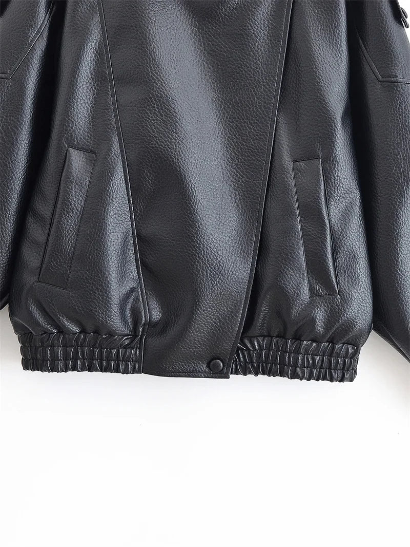 Black Faux Leather Motorcycle Jacket