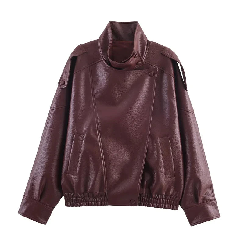 Black Faux Leather Motorcycle Jacket