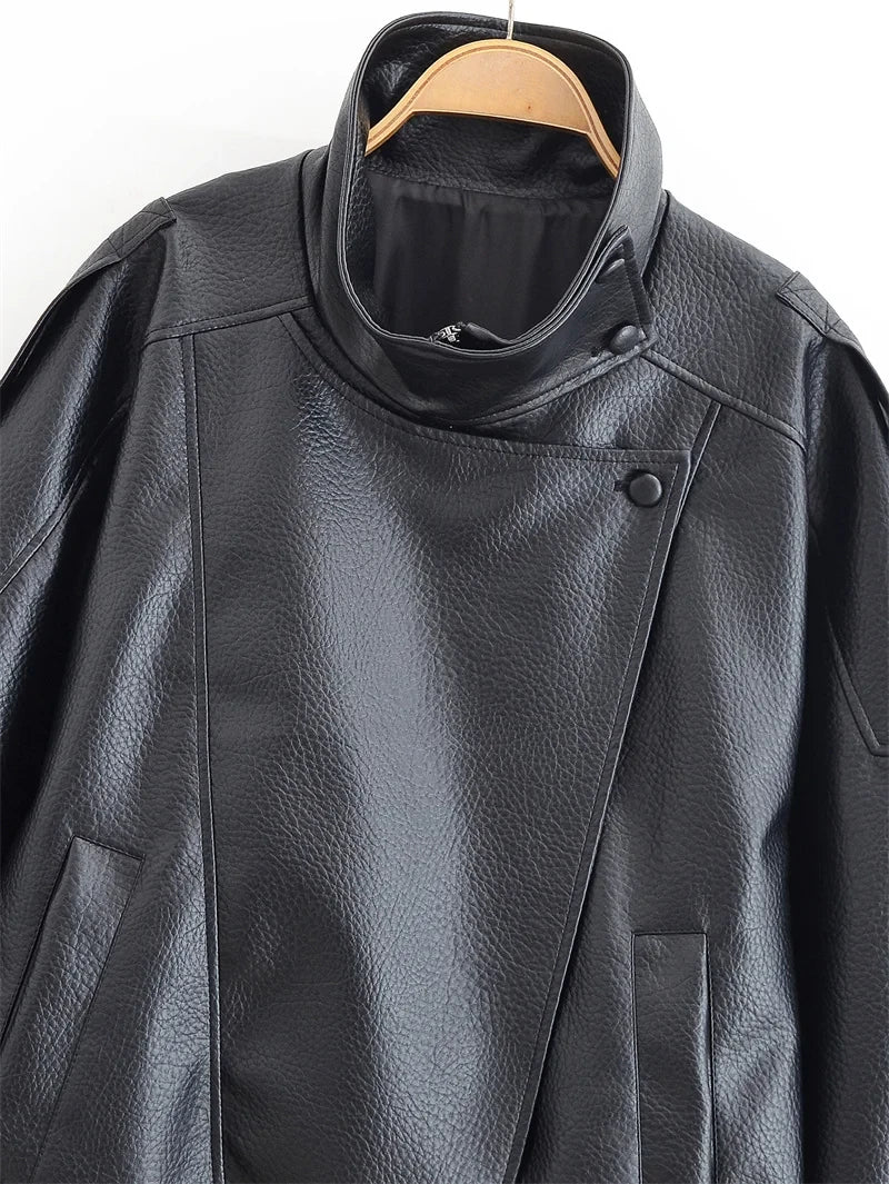 Black Faux Leather Motorcycle Jacket