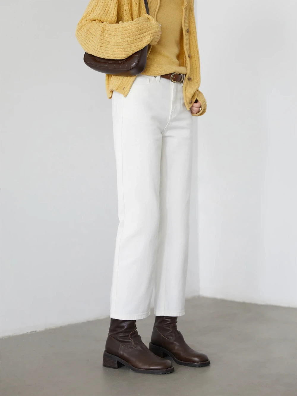 Cotton High Waisted Straight Leg Jeans