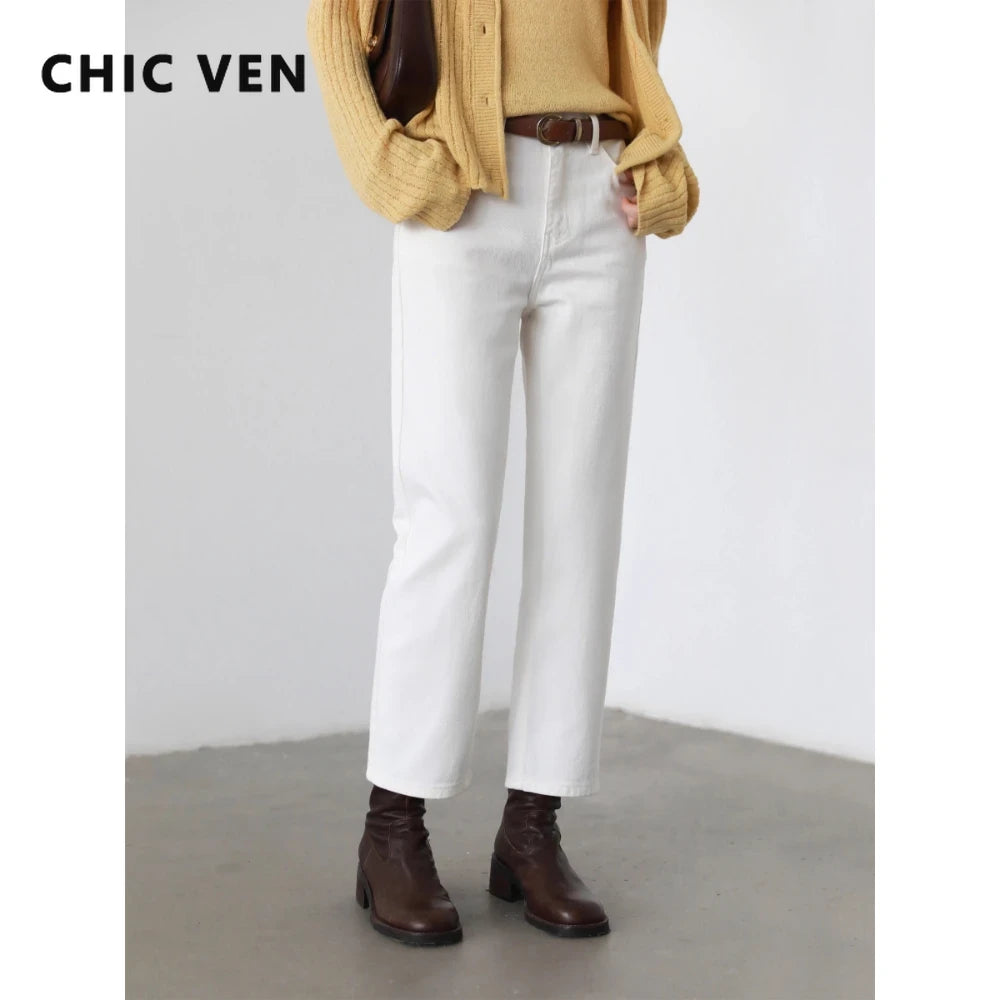 Cotton High Waisted Straight Leg Jeans