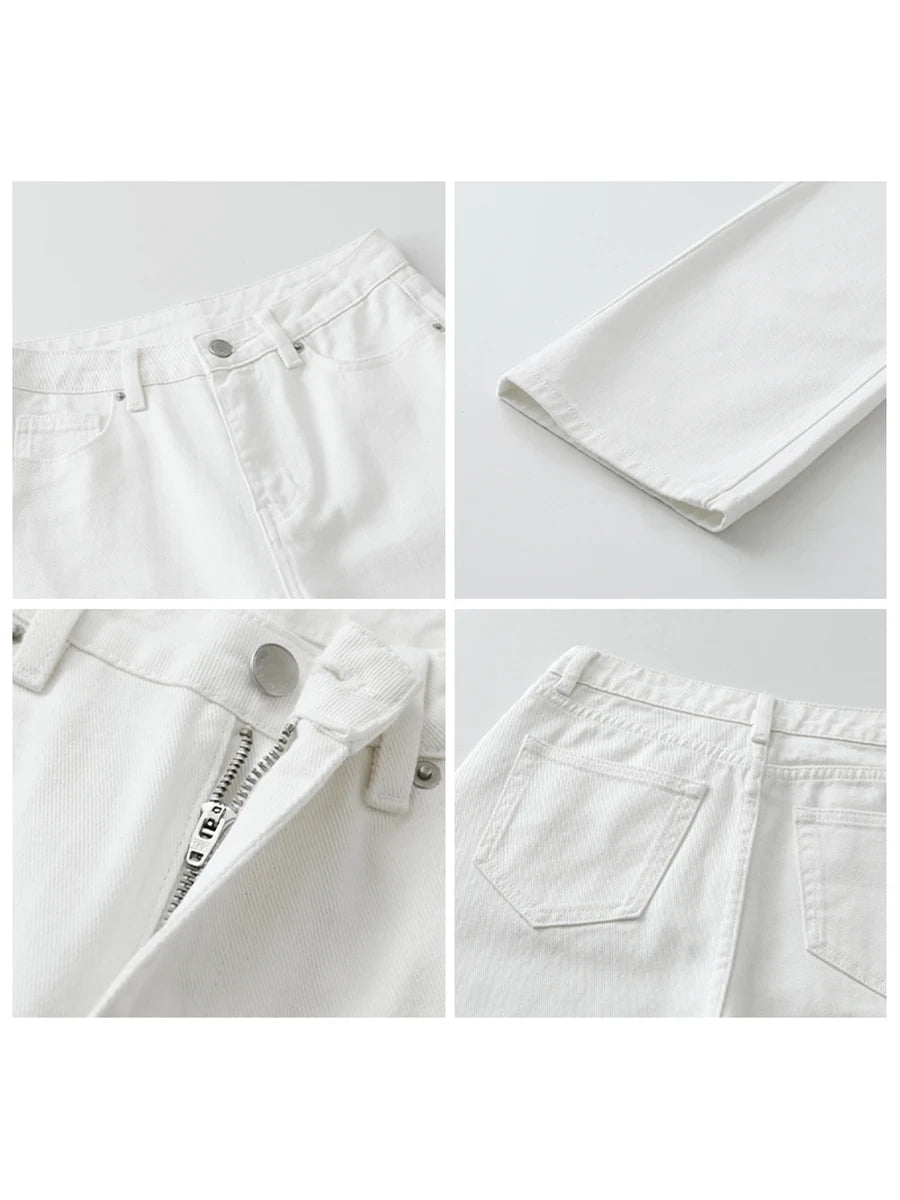 Cotton High Waisted Straight Leg Jeans