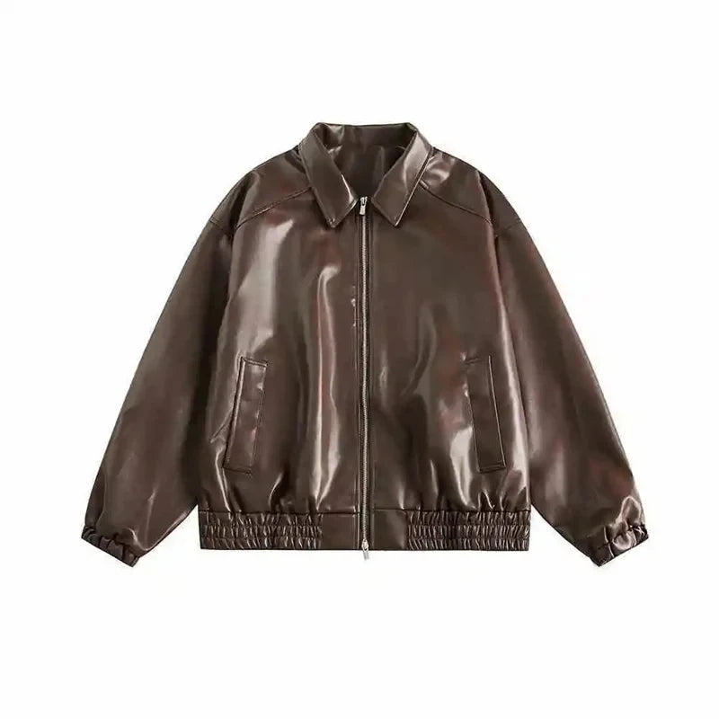 Retro Faux Leather Jacket