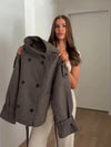 Wool Blend Tie Waist Coat