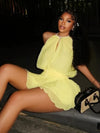 Lace-Up Halter Mini Dress