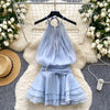 Lace-Up Halter Mini Dress