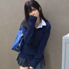 College Style V-Neck Knitted Sweater