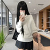 College Style V-Neck Knitted Sweater