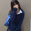 College Style V-Neck Knitted Sweater