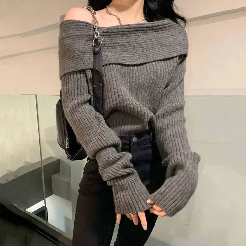 Off Shoulder Knit Sweater