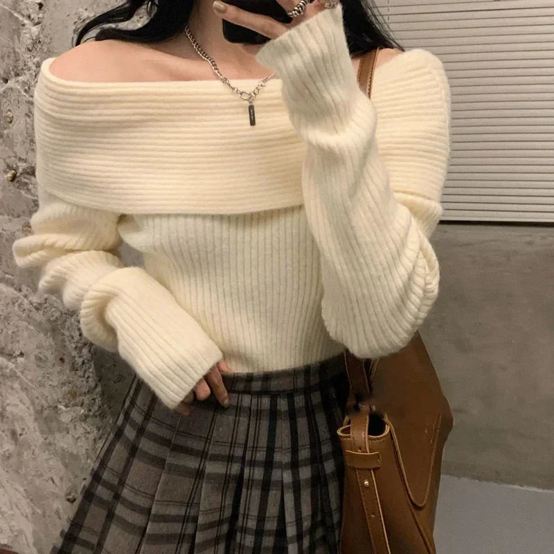 Off Shoulder Knit Sweater
