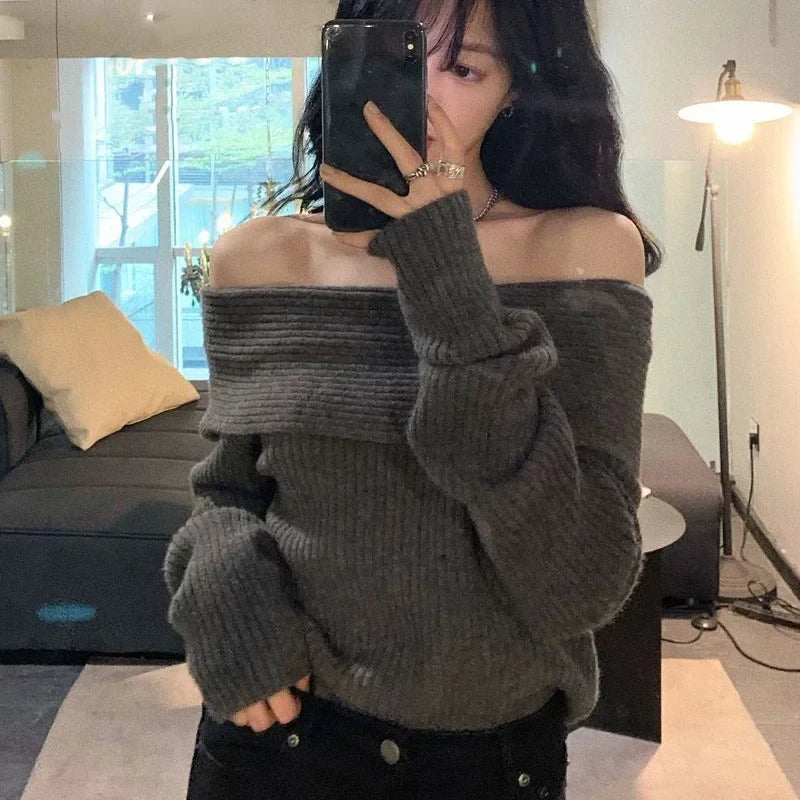 Off Shoulder Knit Sweater