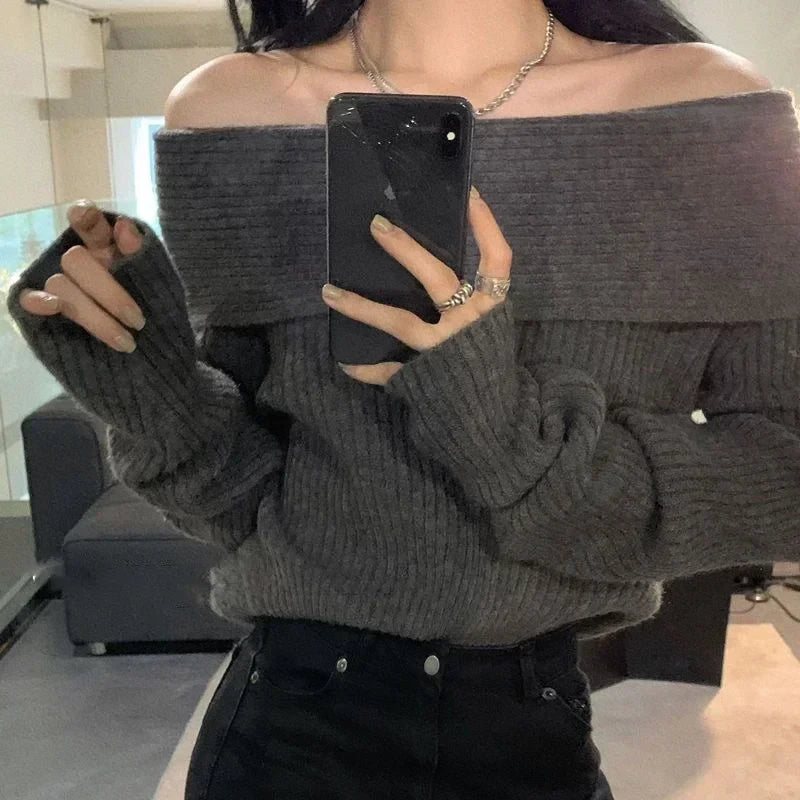 Off Shoulder Knit Sweater