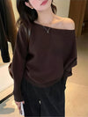 Batwing Sleeve Knitted Pullover Sweater