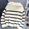Striped Zipper Knit Pullover