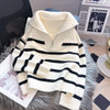 Striped Zipper Knit Pullover