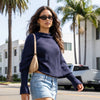 Ribbed Knit Boat Neck Pullover