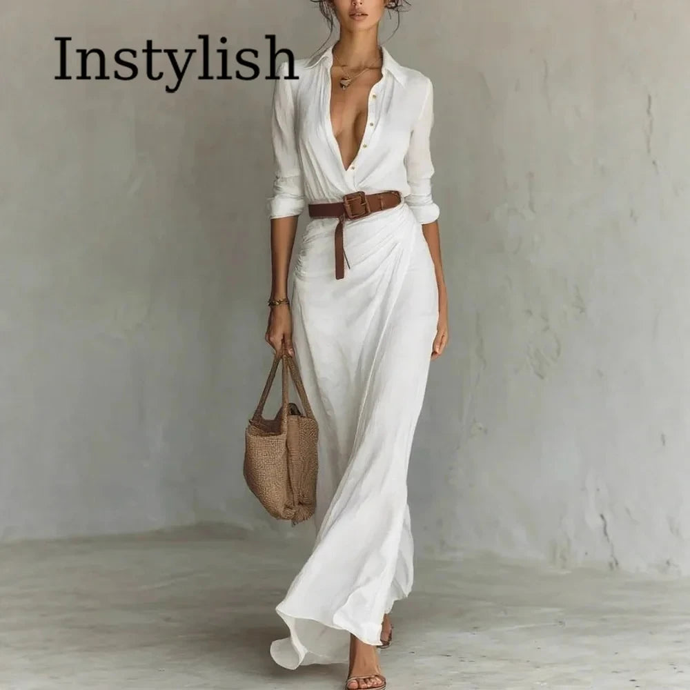 Khaki Belted Wrap Maxi Dress
