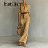 Khaki Belted Wrap Maxi Dress