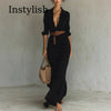 Khaki Belted Wrap Maxi Dress