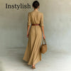Khaki Belted Wrap Maxi Dress