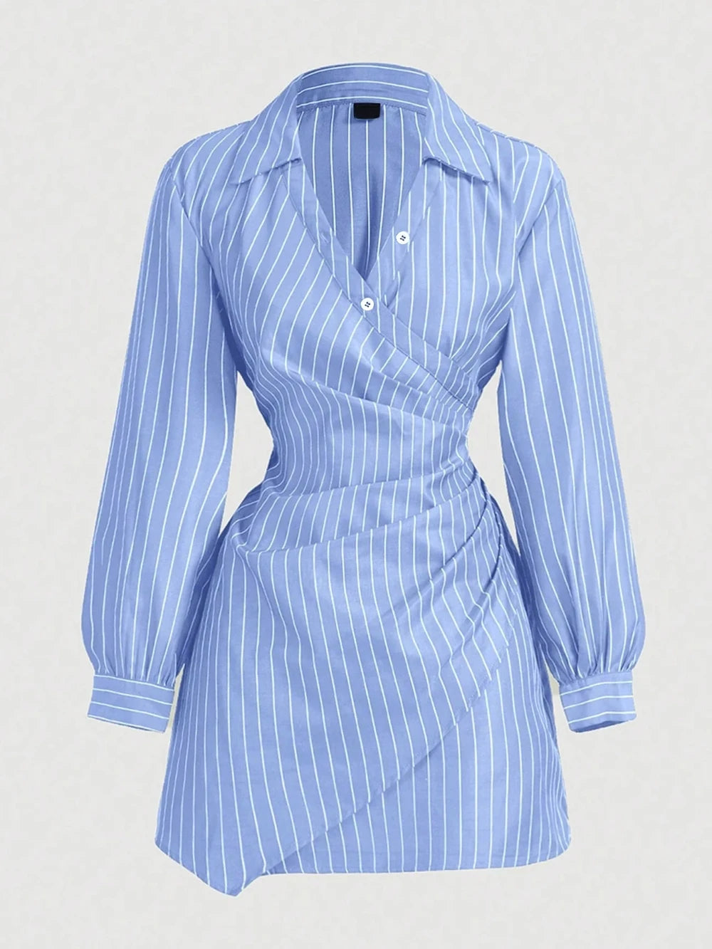 Striped Wrap Shirt Dress