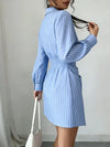 Striped Wrap Shirt Dress