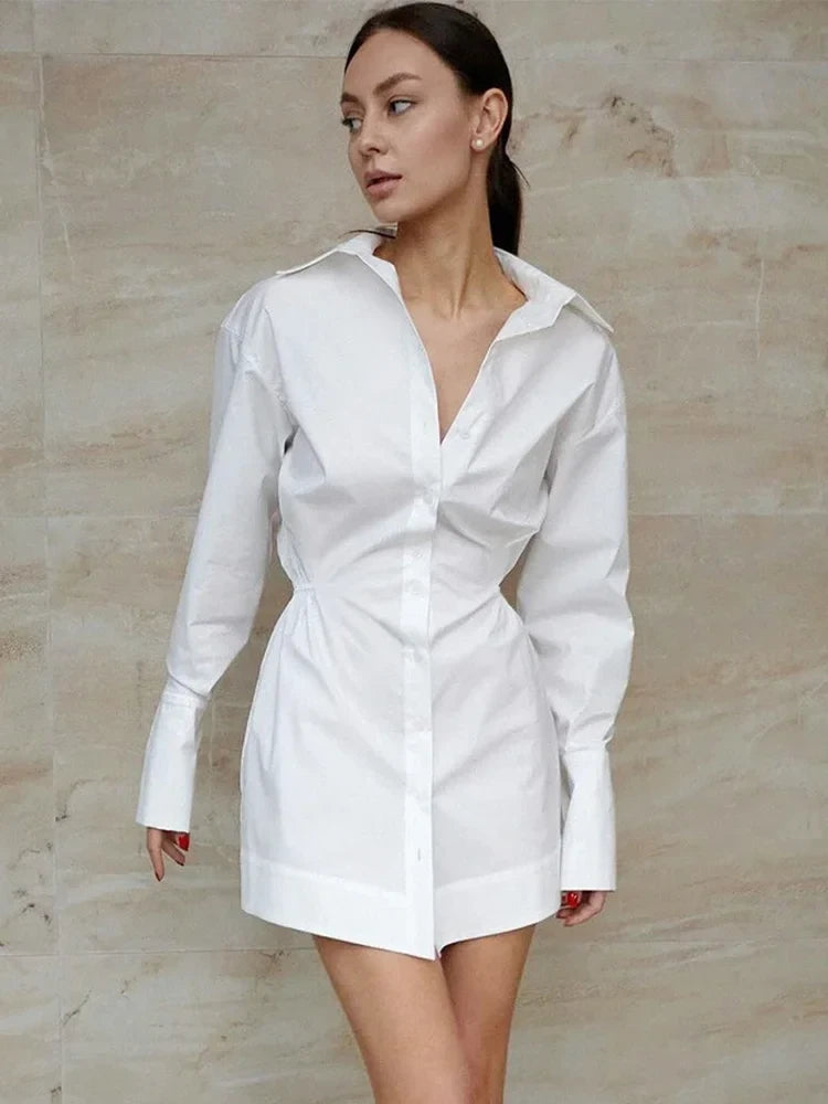 Trendix Button Lapel Shirt Dress