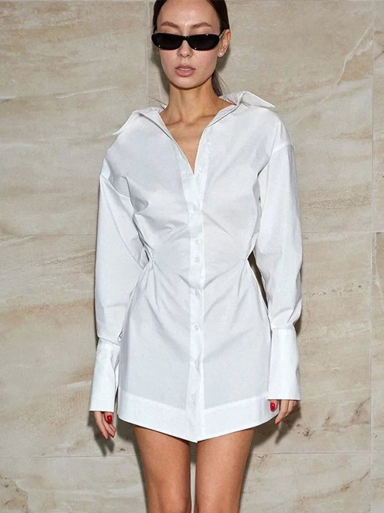 Trendix Button Lapel Shirt Dress