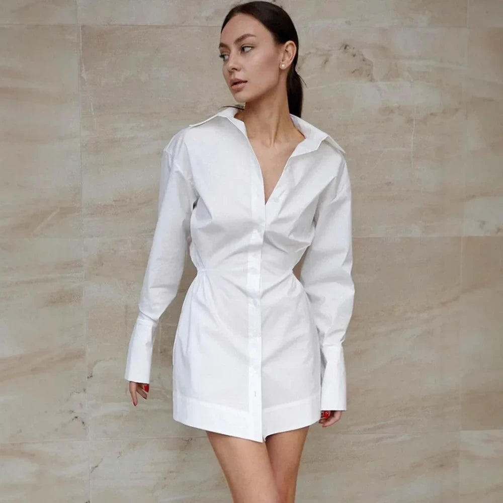 Trendix Button Lapel Shirt Dress