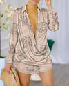 Geometric Print V-Neck Mini Dress