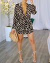 Geometric Print V-Neck Mini Dress