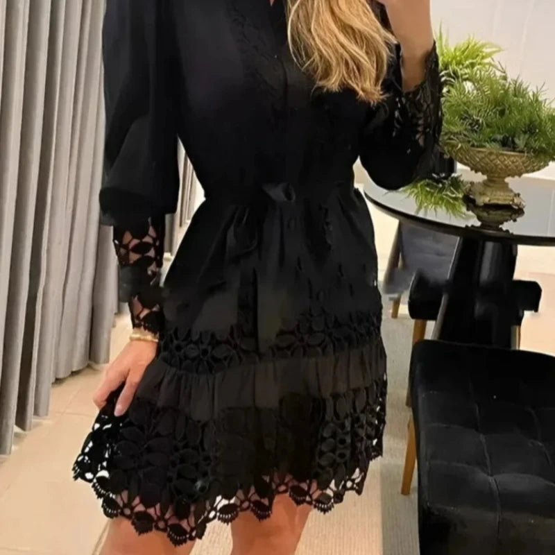 Lace Hollow Shirt Dress
