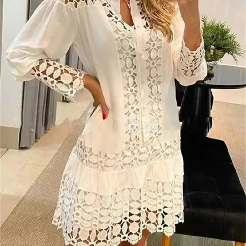 Lace Hollow Shirt Dress