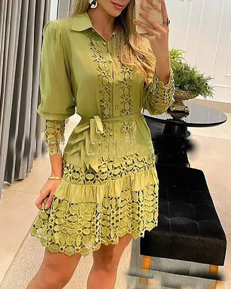 Lace Hollow Shirt Dress