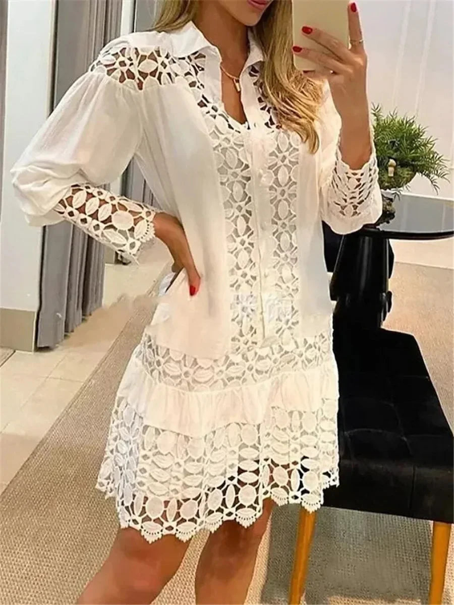 Lace Hollow Shirt Dress