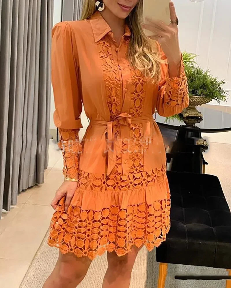 Lace Hollow Shirt Dress