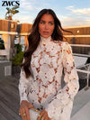 Crochet Hollow-Out Mini Dress